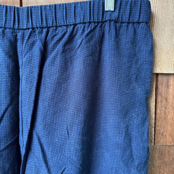 EUC Eileen Fisher Navy/Black Check Elastic Waist Cropped Wide Leg Pants - Large - Picture 5 of 11